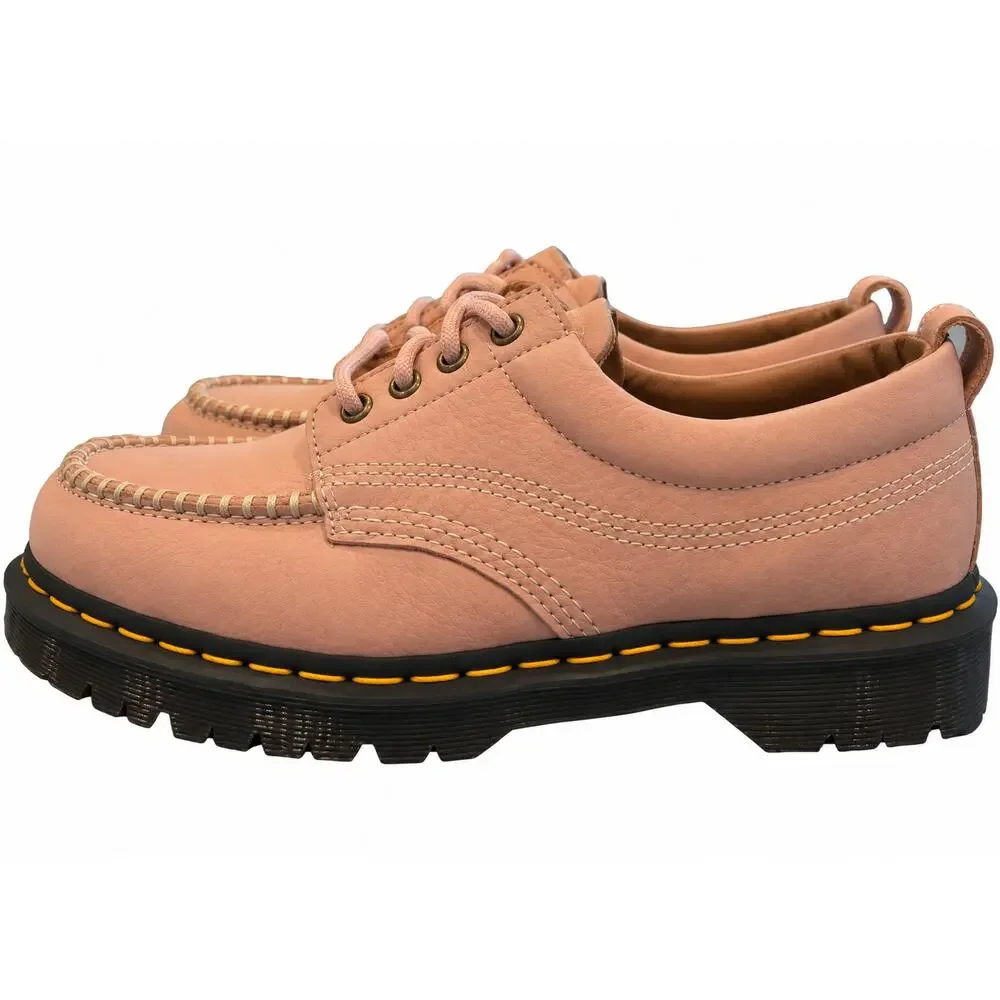 Dr. Martens Lowell Lace-Up Shoes Women 9 Pink Nubuck Leather Moc Toe Casual NWOB